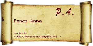 Pencz Anna névjegykártya